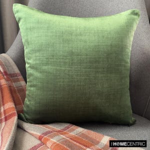 Housse de coussin décoratif 40 x 40 cm vert émeraude, velours uni et lin luxueux pour canapé, canapé de chambre à coucher - Velours émeraude Jules