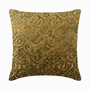 Decorative Cushion 16&quot;x 16&quot; Toss Throw Pillow Gold Velvet Applique Pillow Cover with Sequins Embroidery Modern Home Decor-Maze Garden