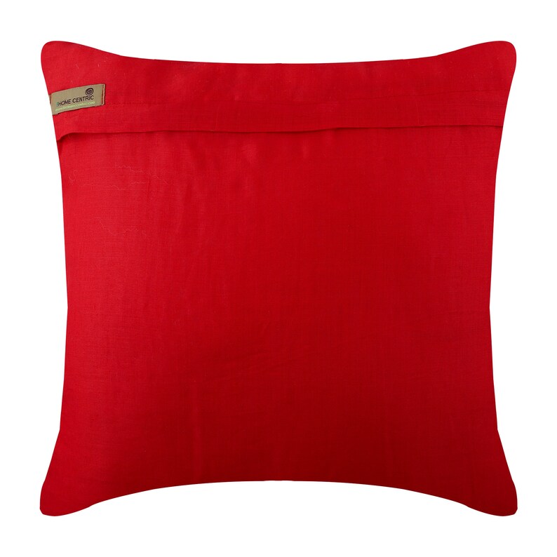 Patchwork Striped Ripples Of The Heart Cotton Linen Throw Pillow Cover Pintucks 16x16 Designer Red Pillow Case Cover Textured