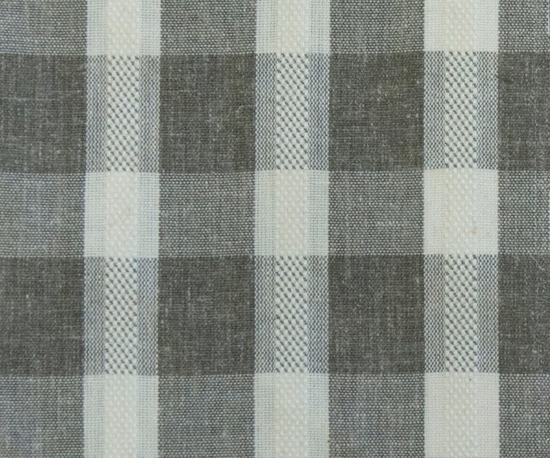 Vintage Linen Brown Plaid Grommet Blackout Lined Curtain Textured Jacquard Weave Fabric Housewares Window Treatment Drapes Curtain Panels