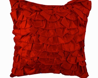 Decorative Sofa Throw 16"x16", Satin Throw Cushion Cover Red Throw Cushion Solid Color Pattern Modern Home Decor Pillow - Vintage Reds