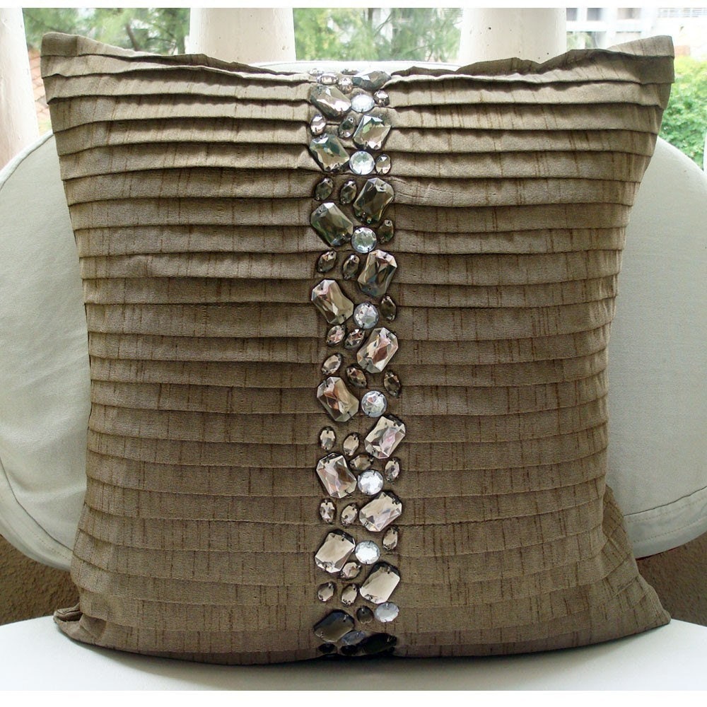 Decorative Light Brown Pillow Cases Vintage 16x16 Etsy