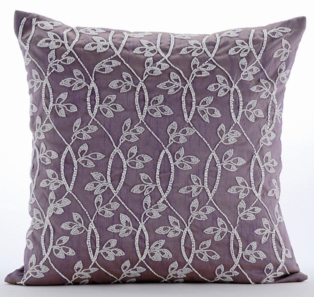 Art Silk Light Purple Sofa Cushion 16x16, Decorative Throw Pillow