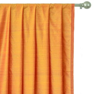 Saffron Orange Silk Dupioni Curtain Panels (Rod Pocket, Grommet, Box Pleat, Three Pinch Pleat, Tab Top and Plain Ring Top)