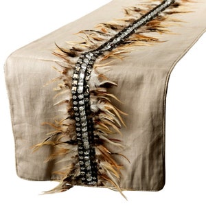 The Feather Collection Pillow Covers, Decorative Throw Pillow Cover, Bird Feather, Bead, Crystal, Velvet, Faux Leather Pillows, Table Runner Feather Dream