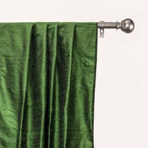Moss Green Silk Dupioni Curtain Panels (Rod Pocket, Grommet, Box Pleat, Three Pinch Pleat, Tab Top and Plain Ring Top)