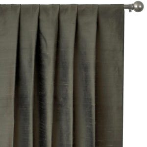 Taupe Green 100% Pure Silk Dupioni Curtain Panels (Rod Pocket, Grommet, Box Pleat, Three Pinch Pleat, Tab Top and Plain Ring Top)