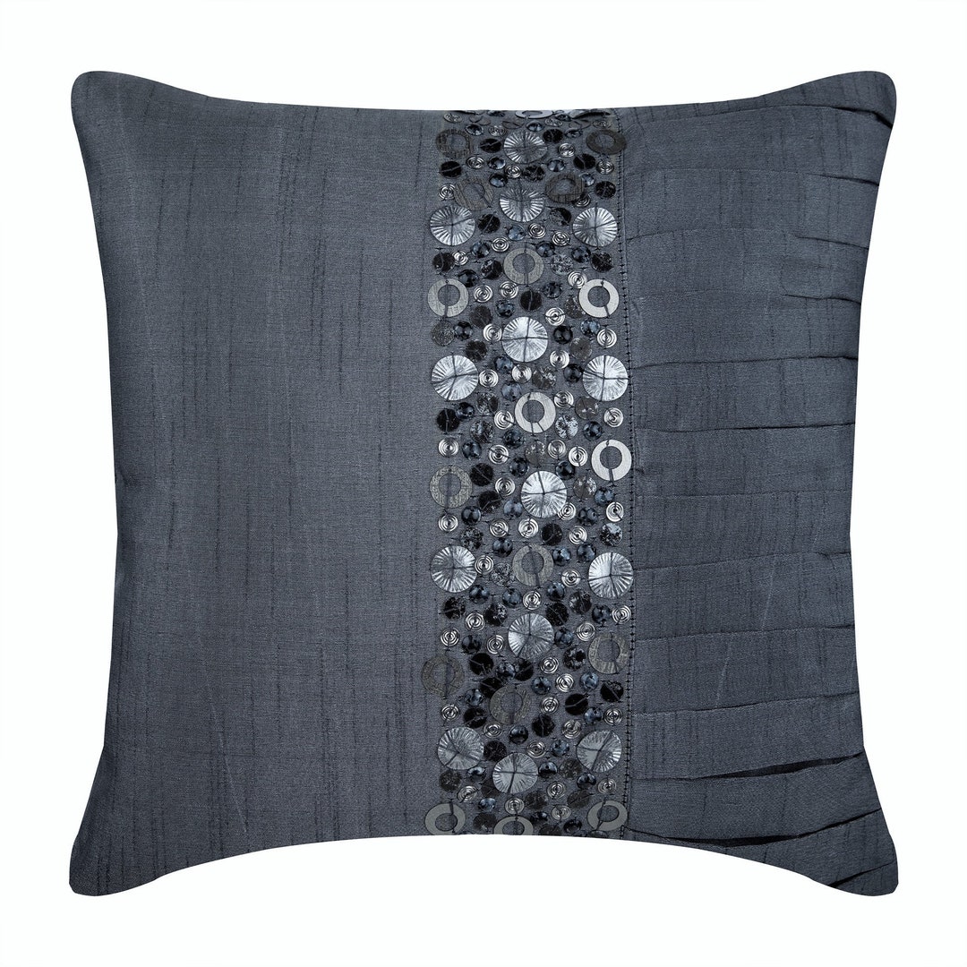 16x16 Decorative Charcoal Gray Couch Pillow Cover, Art Silk Pillow