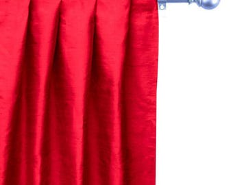 Blood Red 100% Pure Silk Dupioni Curtain Panels (Rod Pocket, Grommet, Box Pleat, Three Pinch Pleat, Tab Top and Plain Ring Top)