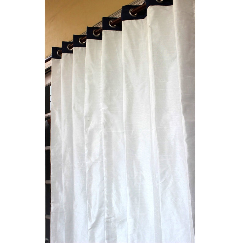 White And Navy Curtain Panels 52x84 Grommet Drapes Living and Bedroom Decor And Housewares Valance Window Treatments image 4