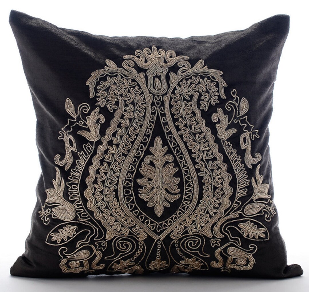Decorative Charcoal Gray Couch Pillow Cover 16x16, Velvet Pillow Cases