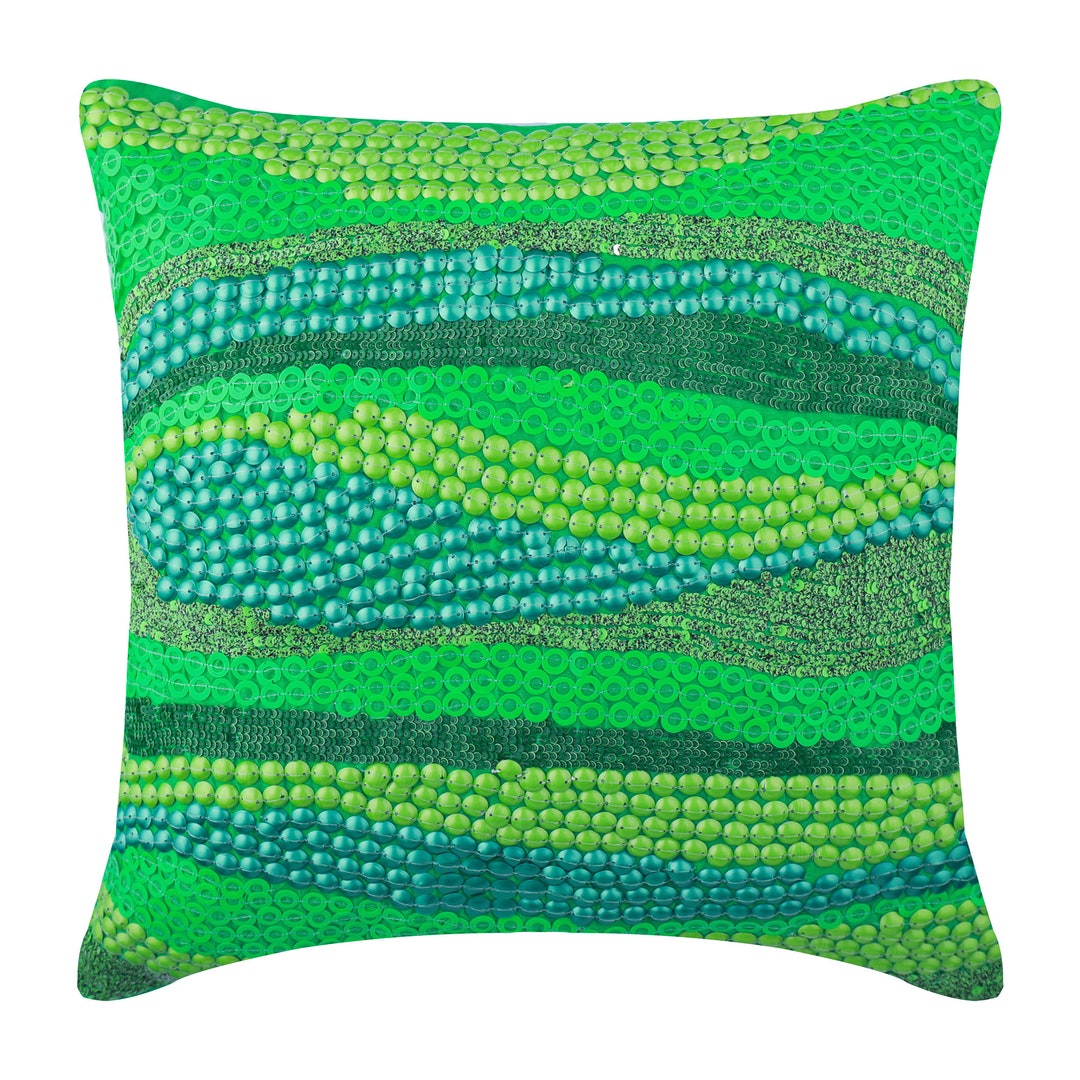Decorative Green European Cushion Cover 24x24/26x26, Art Silk Throw
