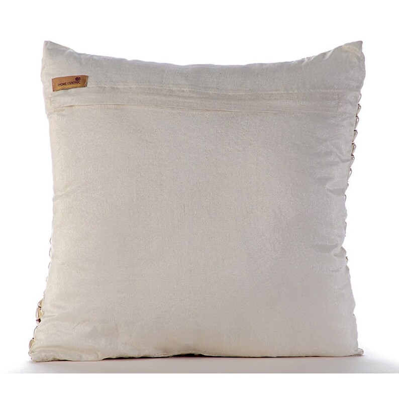 Antique Gold Decorative Pillow Sham Covers 24x24 Silk Pillow Sham Cover Copper Pillow Sham Silver Sequin Embroidered Metallic Fusion