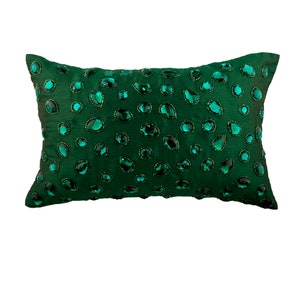 Taie d'oreiller décorative oblongue/lombaire Coussin en cristal vert pour canapé Taie d'oreiller pour canapé 12 x 16 vert émeraude - Beauté émeraude