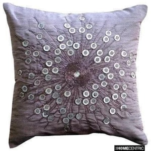 Art Silk Purple Sofa Cushion 16&quot;x16&quot;, Designer Throw Pillow Custom Throw Cushion Cover Abstract Pattern Modern Style - Violet Light