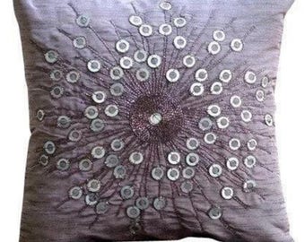 Art Silk Purple Sofa Cushion 16&quot;x16&quot;, Designer Throw Pillow Custom Throw Cushion Cover Abstract Pattern Modern Style - Violet Light
