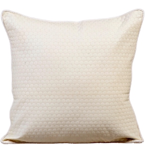 Decorative White Euro Size Cushion Cover 24&quot;x24&quot;/26&quot;x26&quot;, Faux Leather Toss Cushion Beehive Texture, Hexagon, Lattice - Invisible White