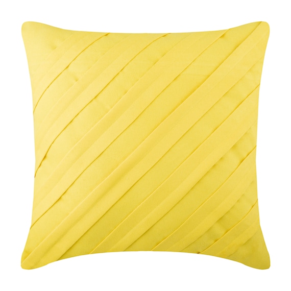 16x16 Decorative Yellow Pillow Case Striped Black & White Faux Suede Pillow