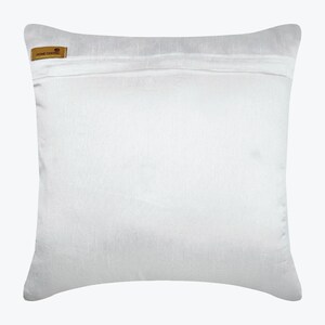 16"x16" Designer White Couch Cushion, Art Silk Throw Pillow Cover Cushion Pillow Nature Floral Pattern Modern Style - Silver Willow image 3