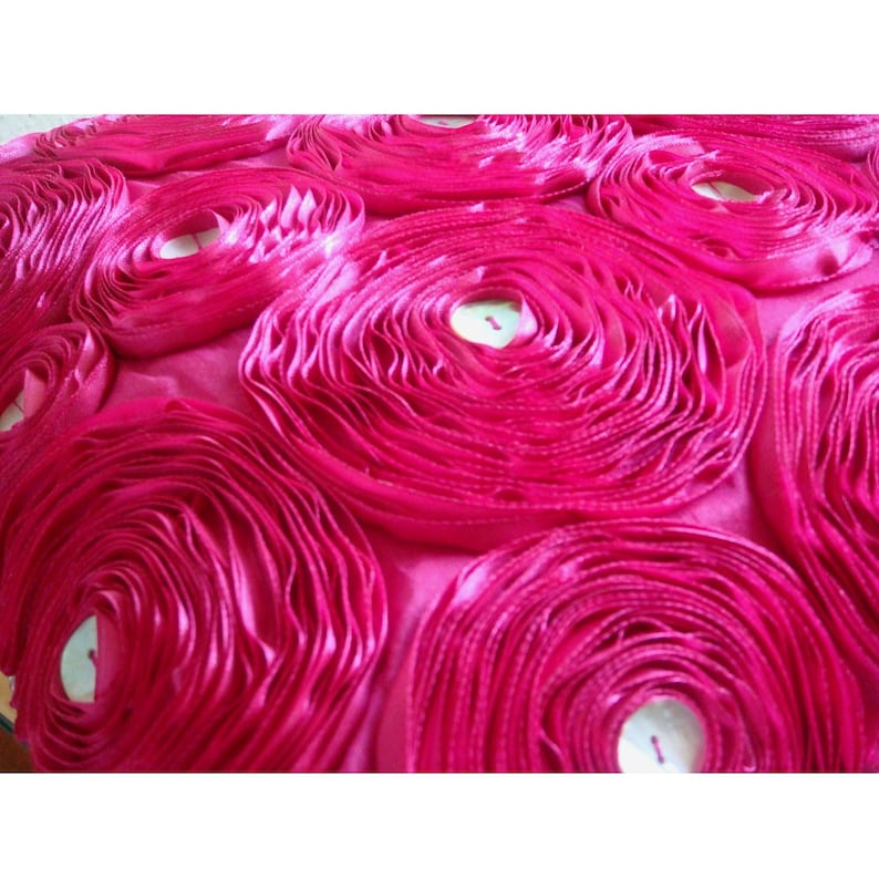 Fuchsia Power Pillow Sham Covers 24x24 Inches Silk Pillow Sham Cover with Satin Embroidery Decorative Pillow Covers