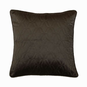 24&quot;x24&quot; / 26&quot;x26&quot; Decorative Brown Euro Sham, Quilted Velvet Solid Color Throw Euro Sham For Sofa Geometric Euro Sham Modern - Diamond Brown