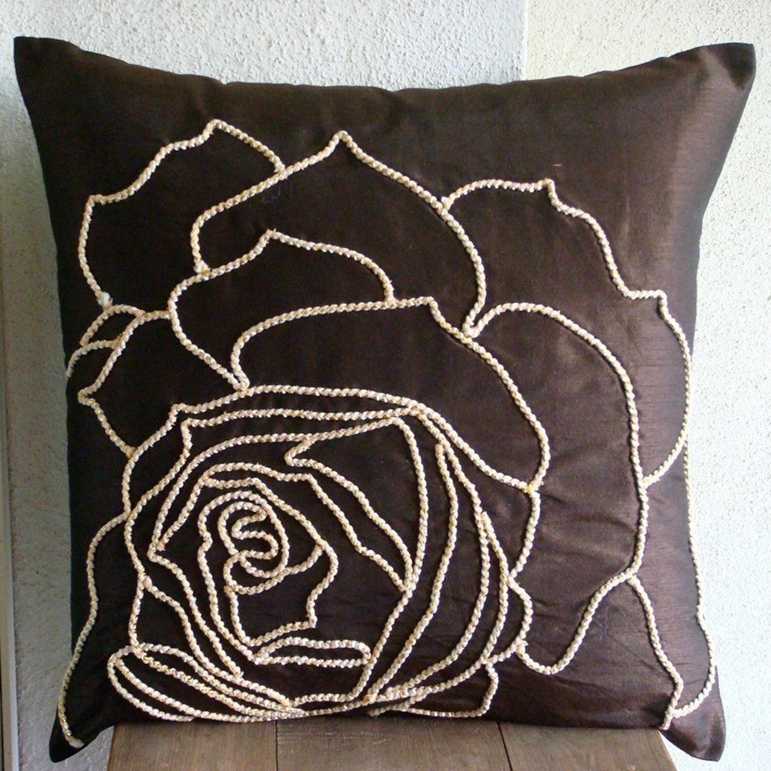 16x16 Designer Dark Brown Throws for Sofa Art Etsy