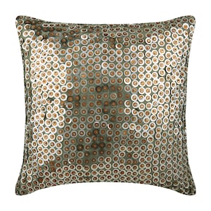 Decorative Silver Euro Sham 24x24/26x26, Art Silk Toss Throw Pillow Euro Sham Circles Dots Pattern Modern Exotic Lounge image 1