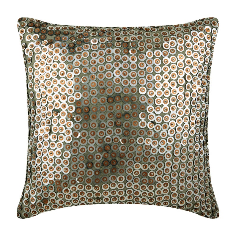 Decorative Silver Euro Sham 24x24/26x26, Art Silk Toss Throw Pillow Euro Sham Circles Dots Pattern Modern Exotic Lounge image 1