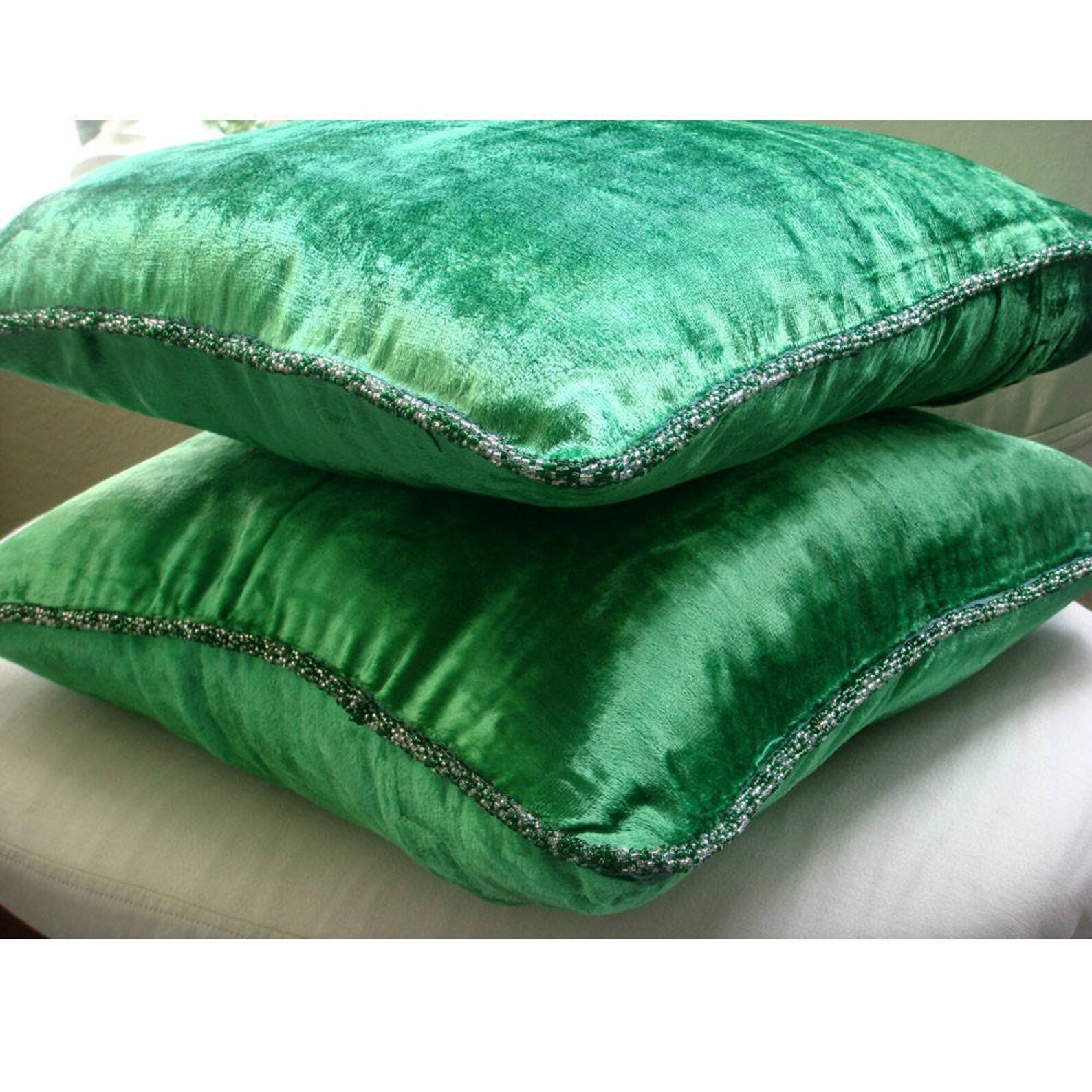 Designer Emerald Green Sofa Throw Pillow Large Etsy