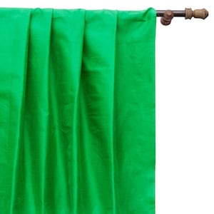 Emerald Green Art Silk Curtain Panels, Faux Silk Curtains (Rod Pocket, Grommet, Box Pleat, Three Pinch Pleat, Tab Top And Plain Ring Top)