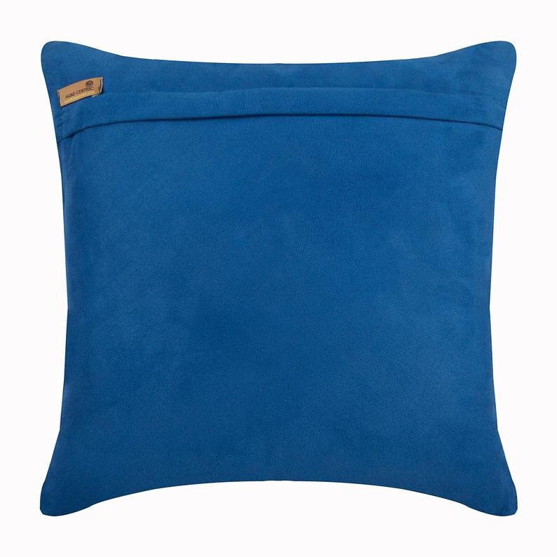 Blue No Limits No Lines Faux Suede Throw Cushion Pintucks Chevron Couch Striped Textured 16x16 Designer Blue Couch Cushion Cover