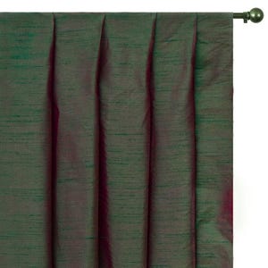 Green & Fuchsia Art Silk Curtain Panels, Faux Silk Curtains (Rod Pocket, Grommet, Box Pleat, Three Pinch Pleat, Tab Top And Plain Ring Top)