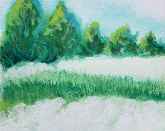 Hwy 99w Meadowfoam #1 original watercolor painting