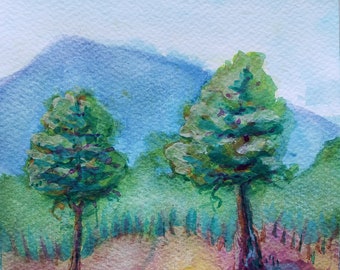 Mary's Peak 29 original watercolor painting