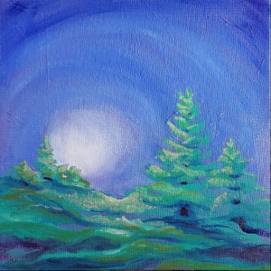 Moon Rise 1 Original landscape oil painting image 1