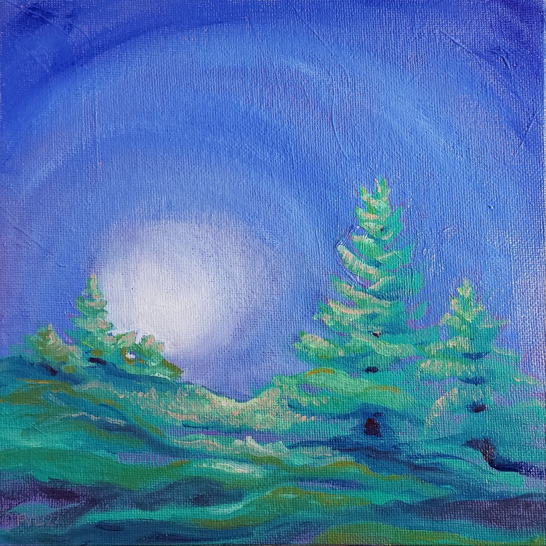 Moon Rise 1 Original landscape oil painting image 1