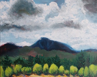 Mary's Peak #42 Storm Original abstract landscape oil painting