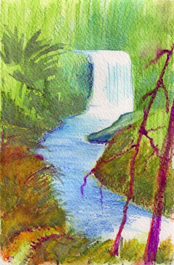 Silver Creek Falls Original Oregon Watercolor Painting 