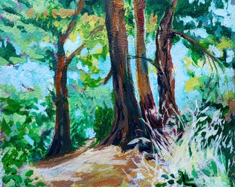 Yamhill River Forest #2 original landscape acrylic painting