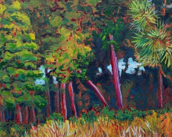 Yamhill River Forest #1 original landscape acrylic painting