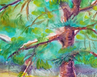 Park Trees #52 original watercolor painting