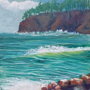 Drame sur la côte de l'Oregon 6. Peinture à l'huile originale de paysage marin image 1