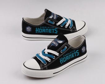 Charlotte Hornets Canvas Shoes, Basketball Team logo Footwear, Game Day Shoes, Sports Fan Gift