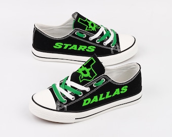 Dallas Stars Canvas Shoes, Game Cheer Footwear, Team Spirit Gear, Hockey Fan Gift