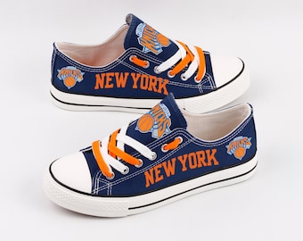 New York Knicks Canvas Sneakers, Team Logo Footwear, Basketball Fan Gift, Unisex Athletic Shoes