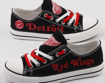 Detroit Red Wings Canvas Sneakers, Game Day Shoes, Team Spirit Footwear, Sport Enthusiast Gift