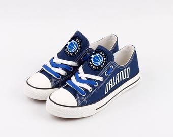 Orlando Magic Canvas Sneakers, Team Logo Footwear, Basketball Fan Gift, Custom Print Plimsolls