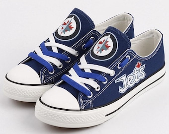 Winnipeg Jets Hockey Canvas Shoes, Team logo Footwear, Sports Fan Gift, Low Top Plimsolls