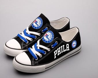 Philadelphia 76ers Canvas Sneakers, Basketball Team Footwear, Game Day Shoes, Sports Fan Gift