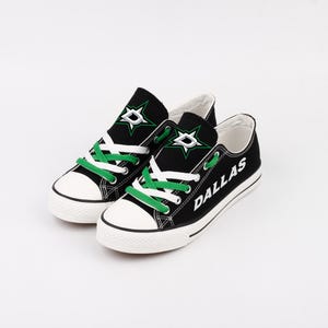 Dallas Stars Canvas Shoes, Printed Fan Footwear, Team Spirit Gear, Hockey Enthusiast Gift